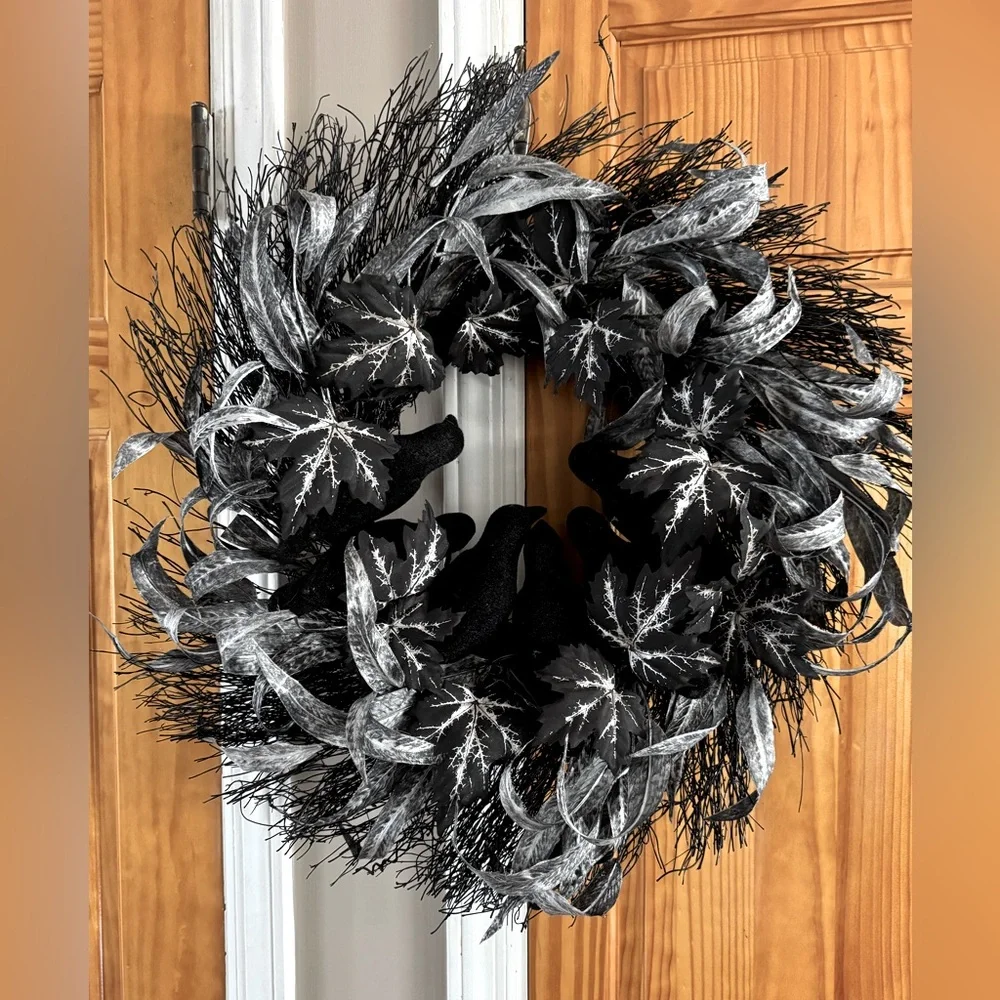 Halloween raven crow black wreath
